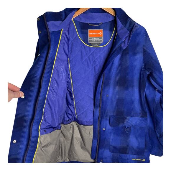Merrell M Opti-Shell Ski Jacket $250 Waterproof Snowboard Puffer Plaid Blue - Picture 3 of 12